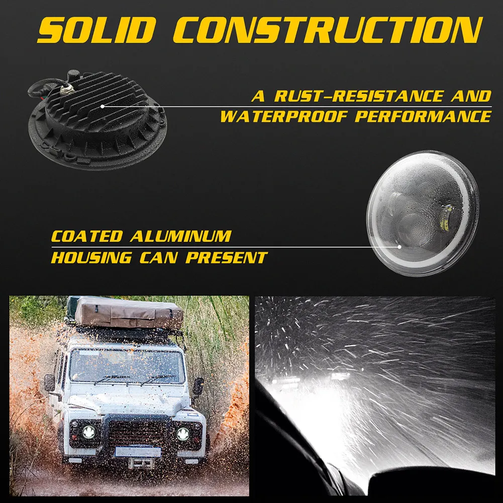 

Hot 2pcs 150W 7in Round Black LED Headlight High Low Beam for Jeep Wrangler Off-road Vehicle H4/H13 J99