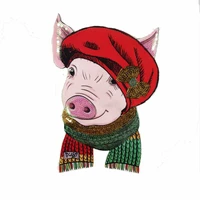 large embroidery big pig animal cartoon patches for clothing or 44