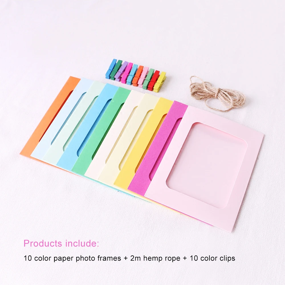 10 шт. розовая синяя бумажная рамка с зажимами и веревкой 7 дюймов настенная