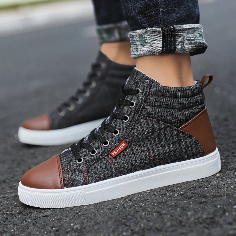 Brand New Mens Vulcanized Shoes High-top Fashion Sneakers Trend Comfortable Walking Shoes Outdoor Non-slip Breathable Sport Shoe