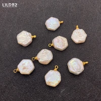 aa grade hexagonal baroque pearl pendant 100 natural freshwater pearl pendant charm making diy necklace bracelet earrings 2pcs