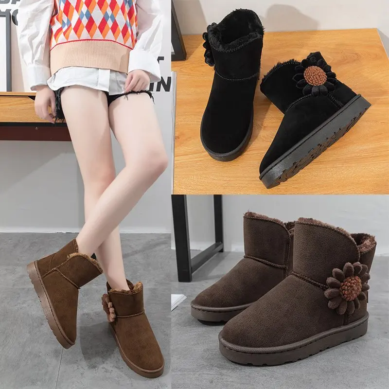 

Women Boots 2020 Winter Snow Boots Female Boots Duantong Warm Lace Flat With Women Shoes Tide Botas Mujer Hot Sale 35-40