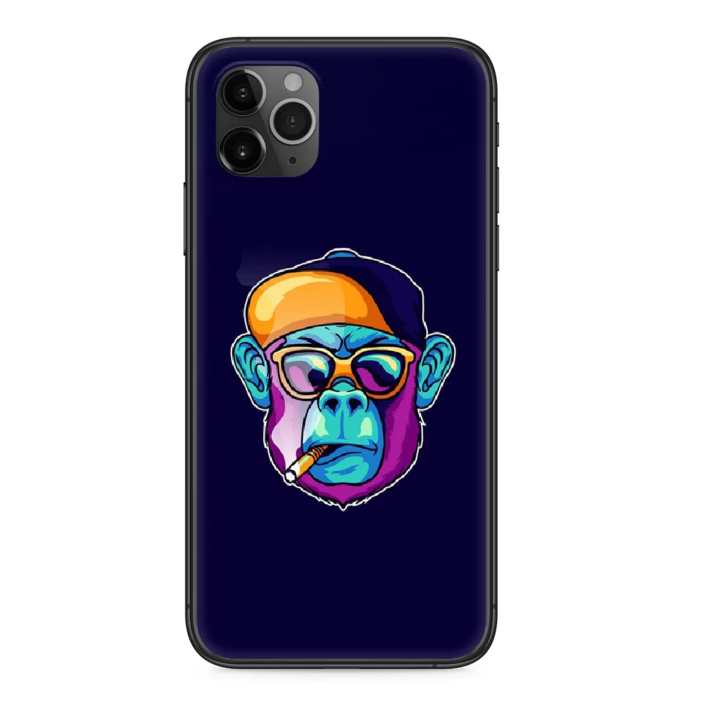 Чехол для телефона Smoking monkey orangutan iphone 4 4s 5 5S SE 5C 6 6S 7 8 plus X XS XR 11 PRO MAX 2020 black hoesjes tpu funda art