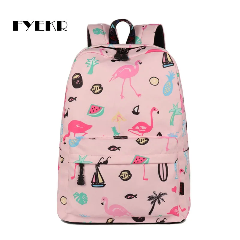 Женский розовый рюкзак с Фламинго модные школьные рюкзаки принтом детская