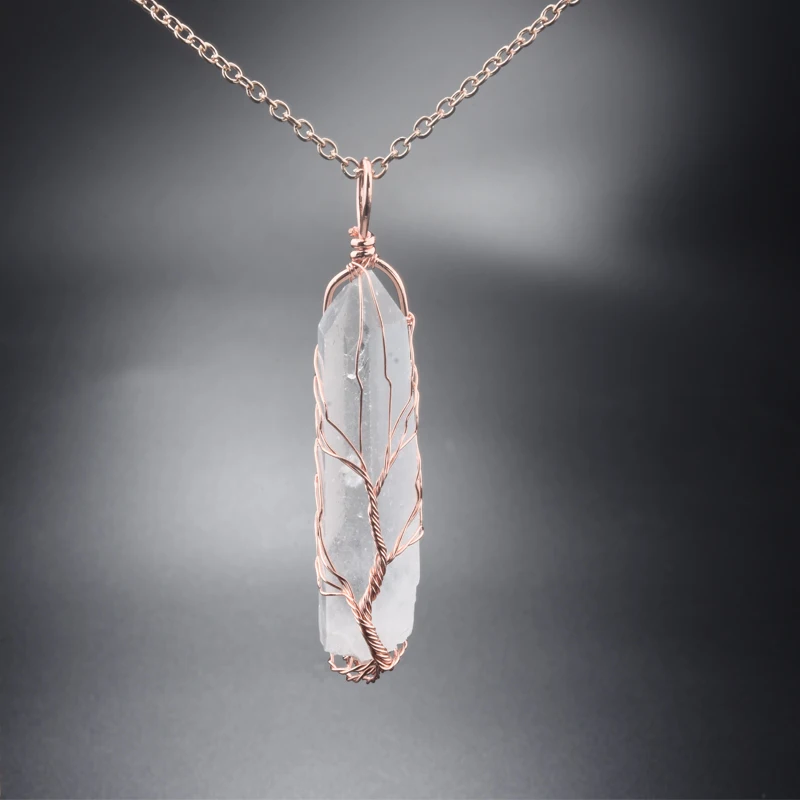 2019 ручная работа 7 чакр натуральный/Радужный камень дерево жизни ожерелье с