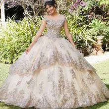 Light Blue Princess Quinceanera Dress 2021 Ball Off Shoulder Appliques Sequins Backless Sweet 16 Gown Vestidos De 15 Años (3)
