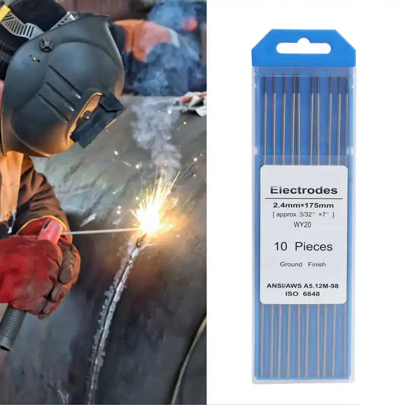 

10Pcs Welding Tungsten Professional Tungsten Welding Electrodes Blue 2.4mm*170mm WY20 Tungsten Electrode Arc Yttrium Needle