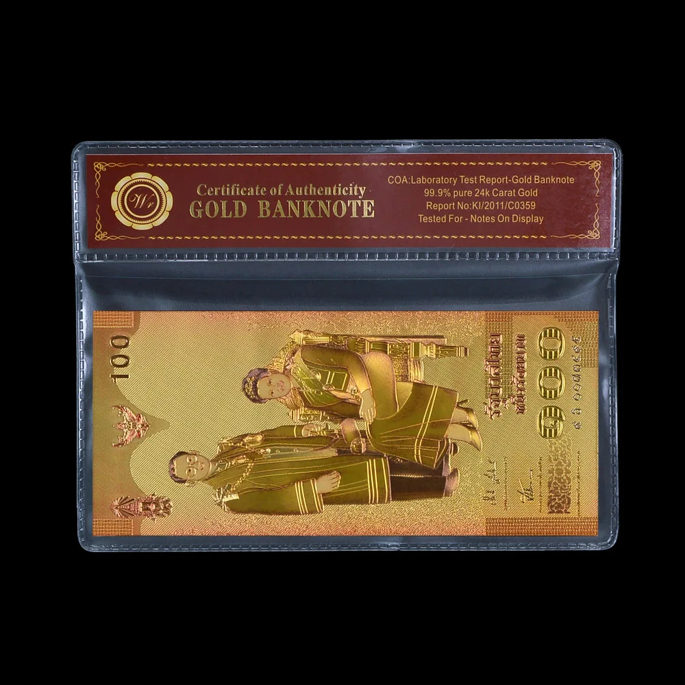 WR Thailand 24K Золотая фольга банкнот альбом для 1000 фальшивых коллекция денег бизнеса