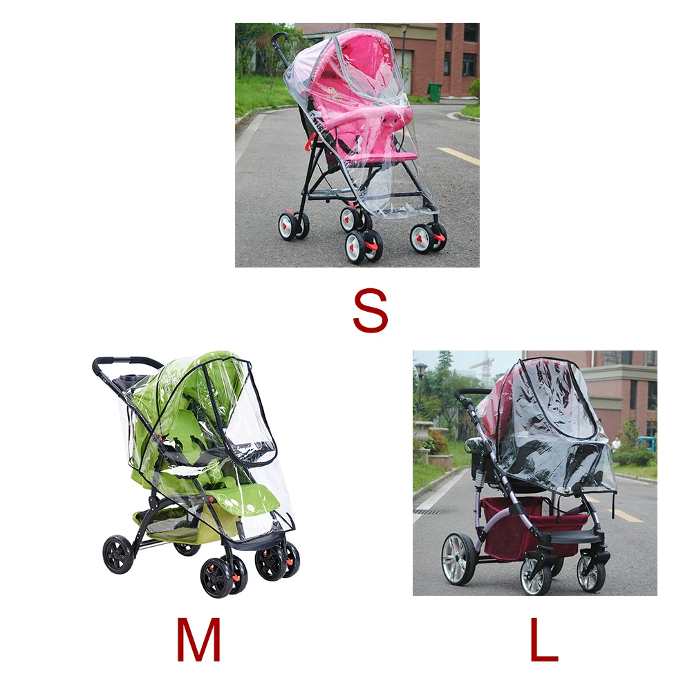 Universal Practical Portable Breathable Baby Stroller Accessories Protective Waterproof Travel Zipper PVC Rain Cover Dust Shield