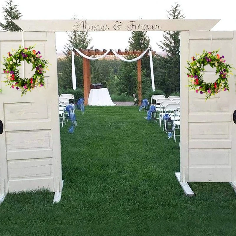 

Искусственные цветы ромашки венок на весну и лето Гирлянда для двери передней двери, окна свадебных гирлянд для Висячие украшения домашний ...