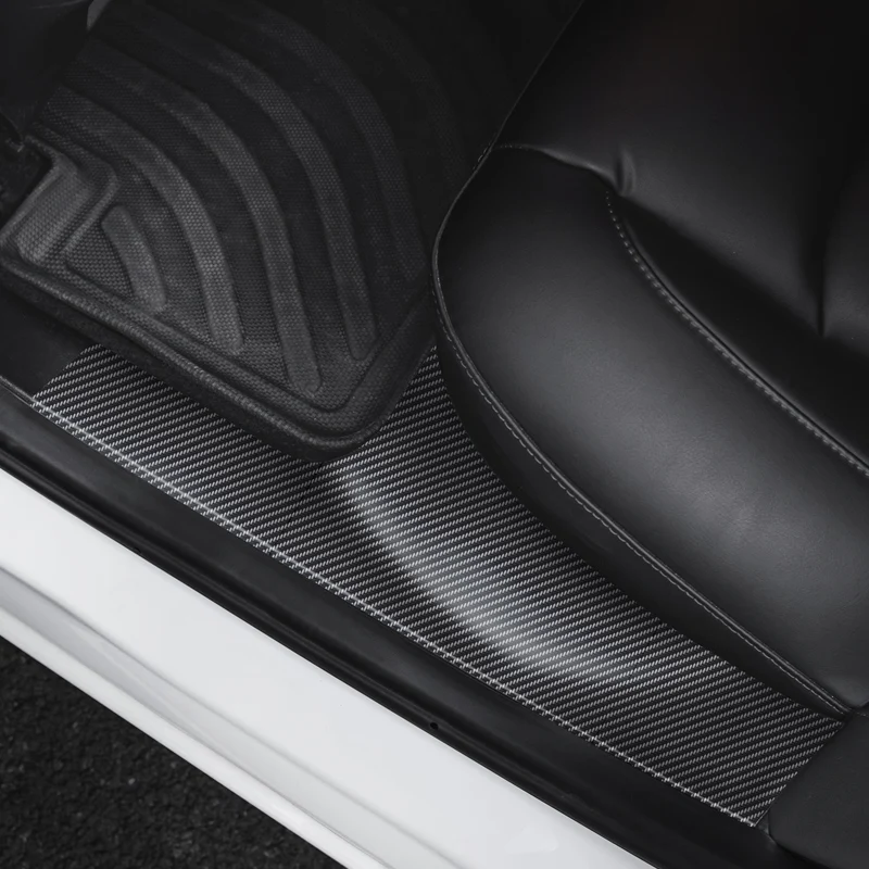 

4psc/1Set Leather Car Door Threshold Stickers For Tesla Model 3 2017-2021/model y Door Sills Protector Decals Accessories