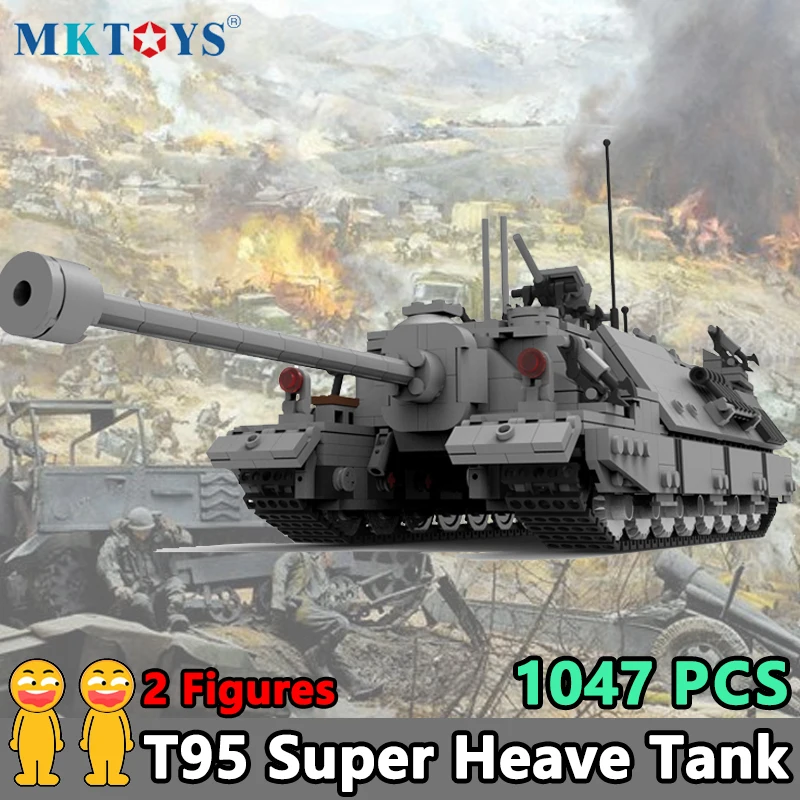 

1047pcs MOC Bricks T95 American Super Heavy Tank Building Blocks WW2 Military Technical Battle Vehicle Model Army Figures