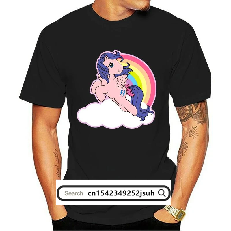 

Summer New Men's Short-Sleeved T Shirt Rainbow Pony Print Trend Men And Women Short-Sleeved T Shirt