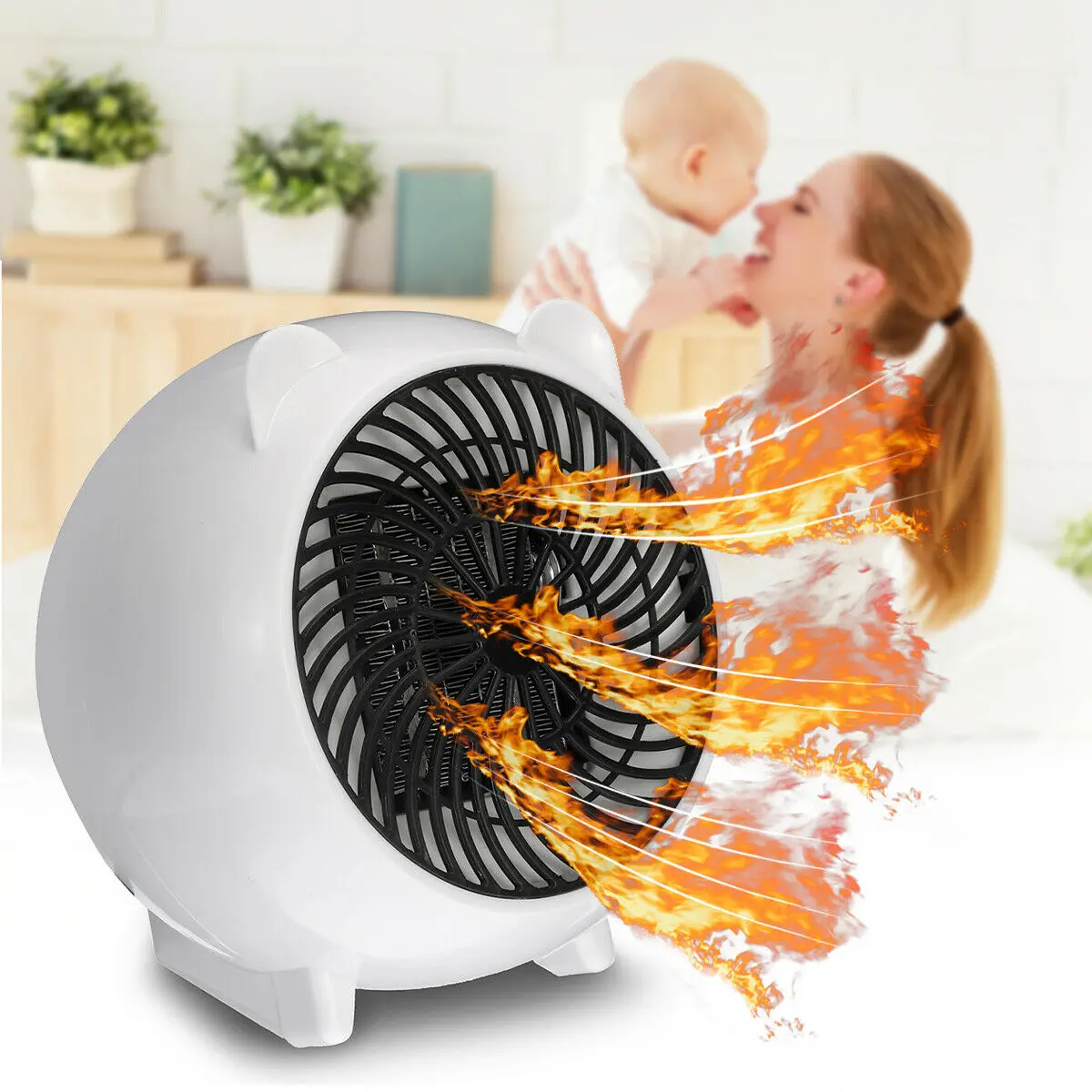 

500W Mini Air Heater Fan Portable Household Electric Heater Desktop Heating Warm Air Fan Home Office Bathroom Warmer Fan