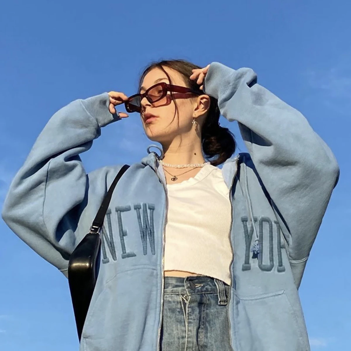 

Толстовка Женская хлопковая с вышивкой, винтажный свитшот в стиле оверсайз, Повседневная Уличная одежда, худи с надписью, Осень-зима