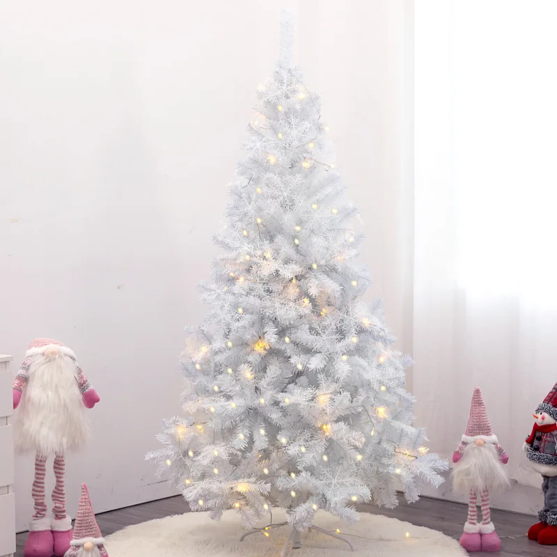 Artificial White Christmas Tree Encryption PVC Party Decoration Set LED Luminous Christmas Tree New Year Scenes Ornament