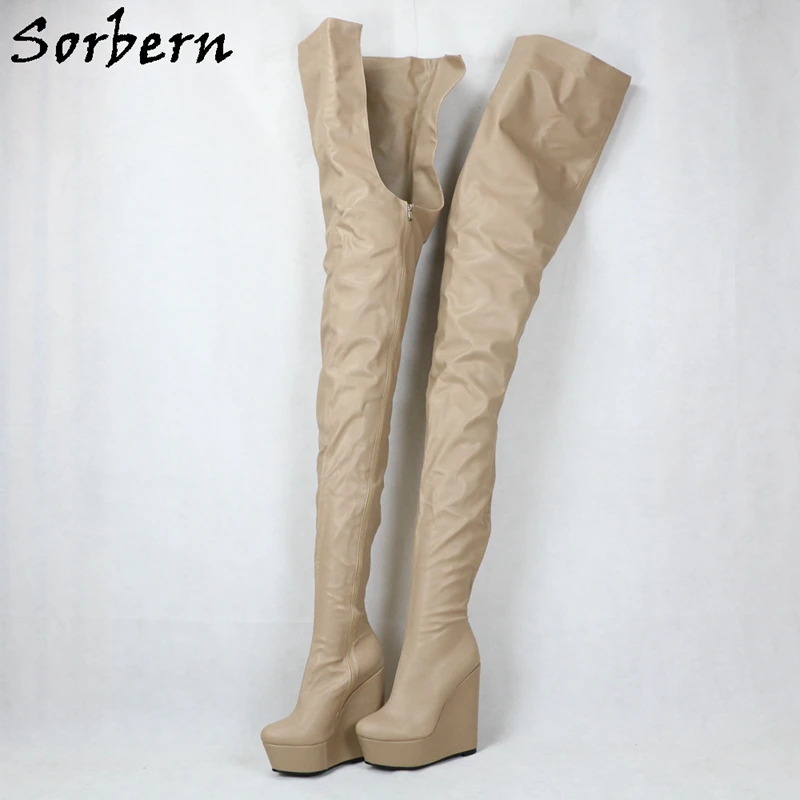 

Sorbern Custom Crotch Thigh Boots Wedges Platform Extreme Long 85Cm Inside 125Cm Outside Shaft Length Unisex Boots Ladyboy