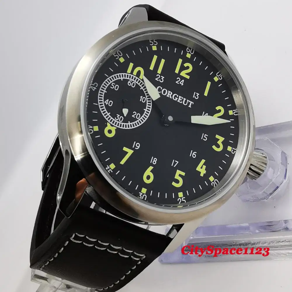 45 мм черный стальной чехол с циферблатом 17 драгоценностей 6497 Мужские