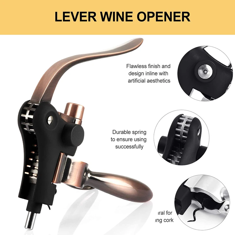 

Wine Bottle Opener,Rabbit Wine Corkscrew Set with Base,Vacuum Stopper,2 Spiral and Foil Cutter,Wine Accessories Gifts