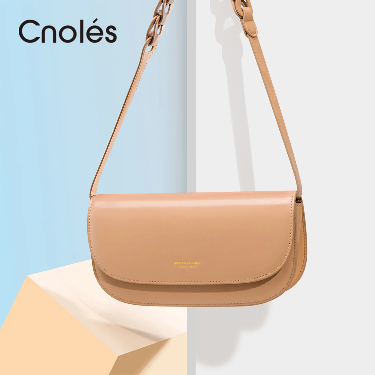 

Cnoles Designer Purse Female Single Shoulder Bag Luxury Brand Women Bag Smooth Crossbody Bag for Women Genuine Leather Handbags