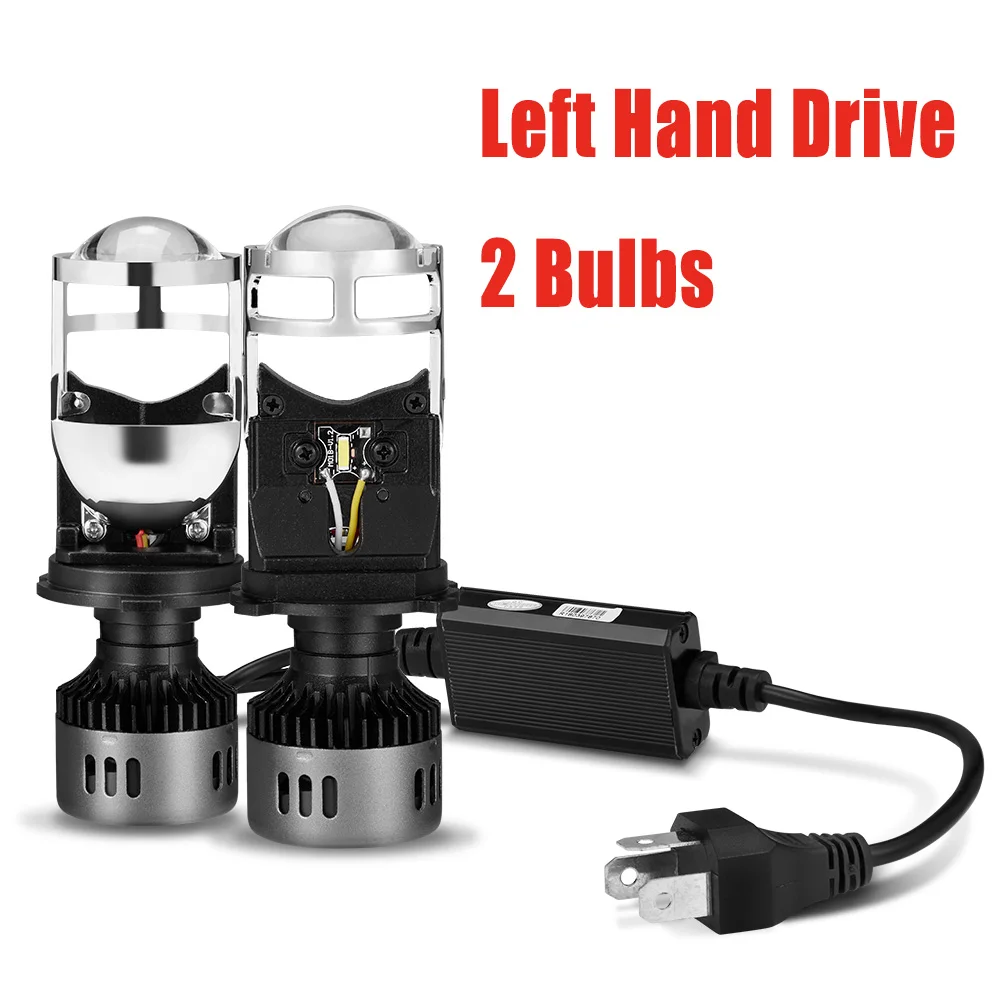 Left-hand Drive 2pc 2 шт. H4 светодиодный объектив Мини-проектора Conversion Kit 6500 к фара Hi/короче спереди и длиннее сзади) луч 10000LM лампы Автомобильные 12 V/24 V - Испускаемый цвет: Left-hand Drive 2pc