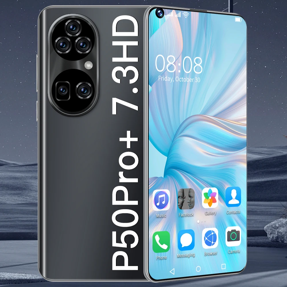 

Smartphone 5G Network Face Unlock P50Pro+ Snapdragon888 Deca Core HUAWE Newest 6800mAh Big Battery Send Free Gifts Mobile Phone
