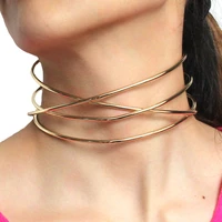 big alloy torques necklaces for women statement metal choker necklace fashion jewelry 2022 new chunky chocker collar punk