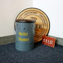 Industrial Style Retro Iron Bench Storage Bar Chair Coffee Shop Iron Barrel Oil Tank Receiving Bench Creative Bar Storage Stool