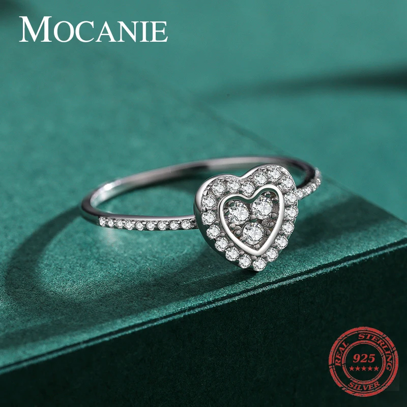 

Mocanie Sweet Cute Bright Zirconia Bulk Heart-Shape Ring 925 Sterling Silver Exaggeration Ring for Women Jewelry 2021 Design
