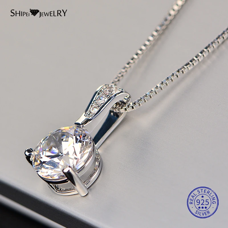 Shipei, 925 пробы, серебряное ожерелье для женщин, хорошее ювелирное изделие, сердце и стрелы, создан Муассанит, кулон, ожерелье, подарок на день рождения