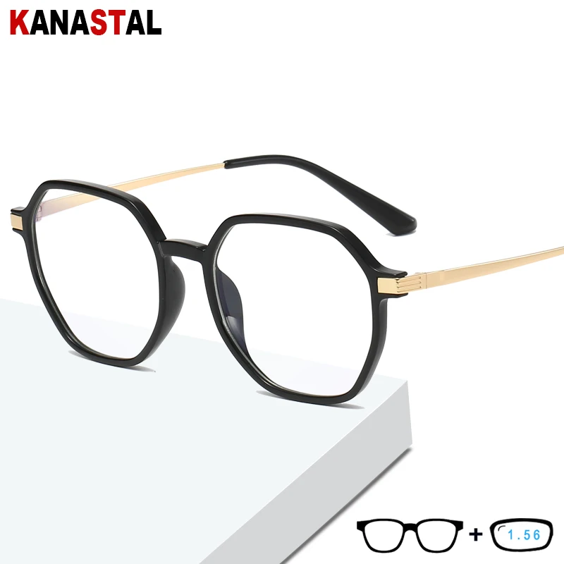 

Женский анти-синий светильник, блокирующие очки для мужчин TR90, металлические полигональные оправы для очков, очки для чтения по рецепту, бли...