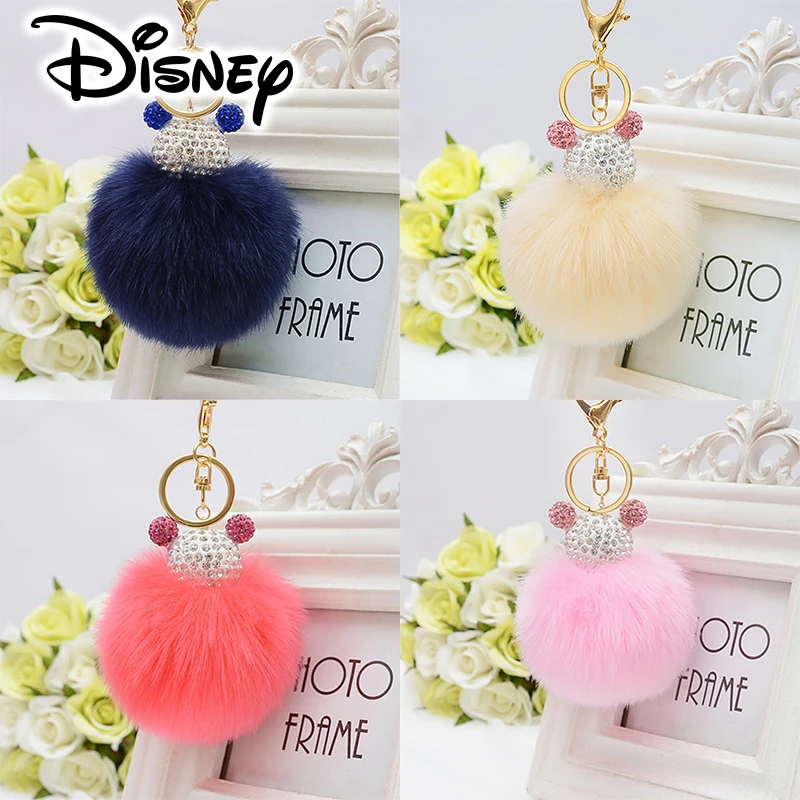 Плюшевый брелок с Микки Маусом помпон 8 см искусственным кроличьим мехом в виде