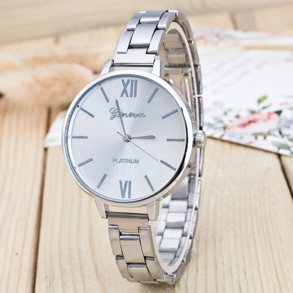 

2021 Women Dress Watches Geneva Stainless Steel Watch Women Unisex Rhinestone Luxury Casual Men Quartz Watch Relojes Mujer 40Q