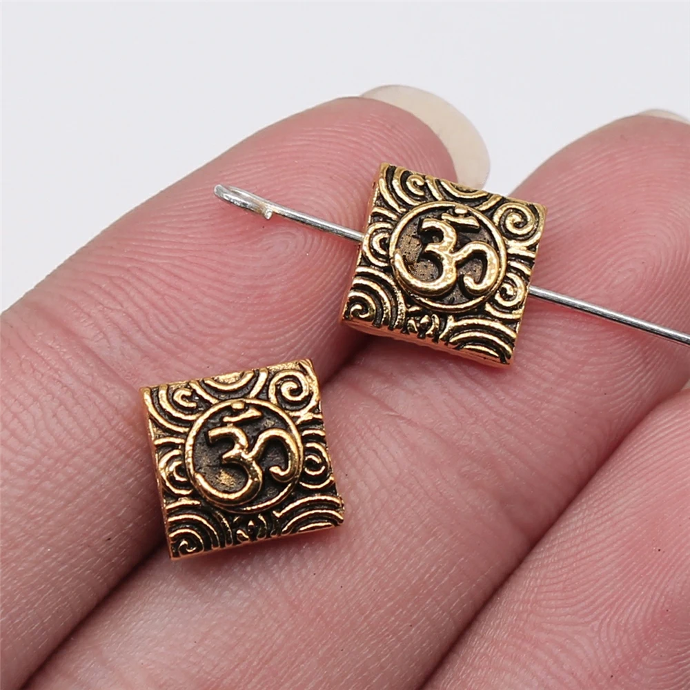 

10pcs 10x5mm Antique Gold Plated Om Small Hole Beads For Jewelry Making DIY Jewelry Findings