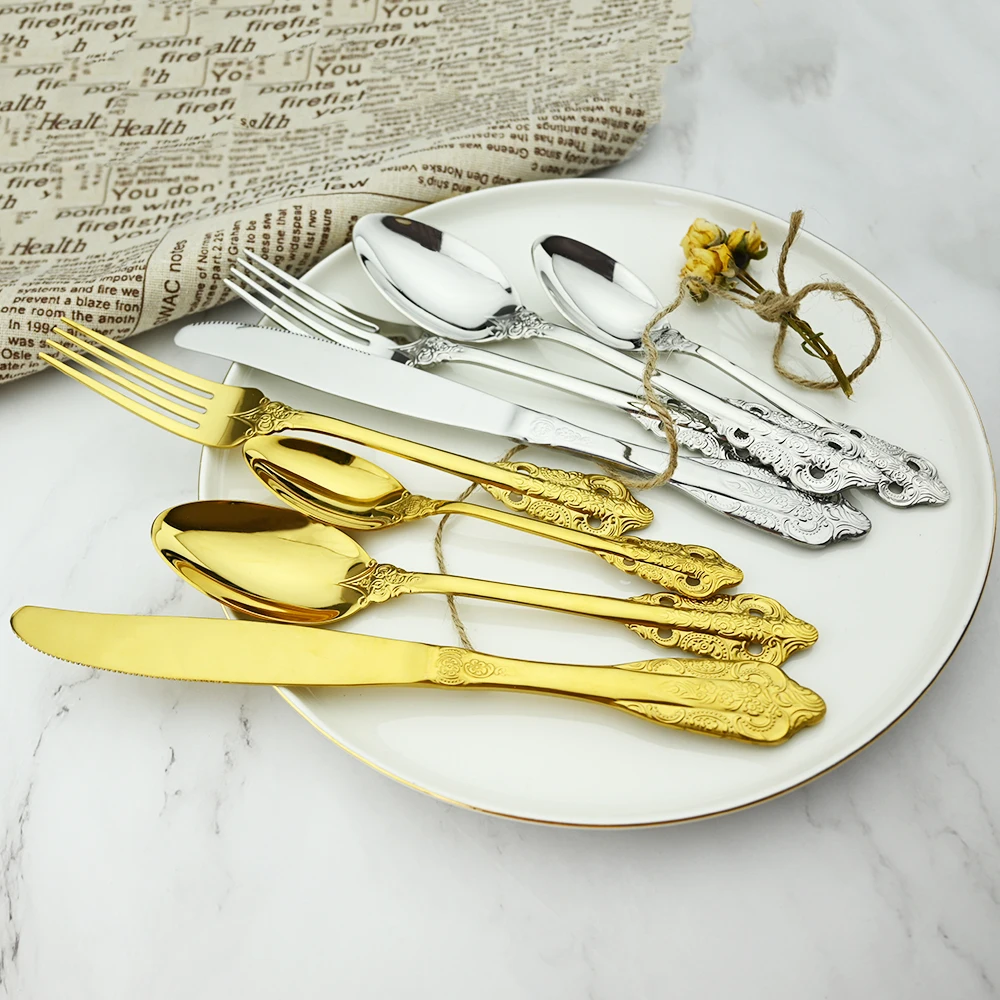 Набор столовых приборов из нержавеющей стали ножи вилка чайные ложки набор