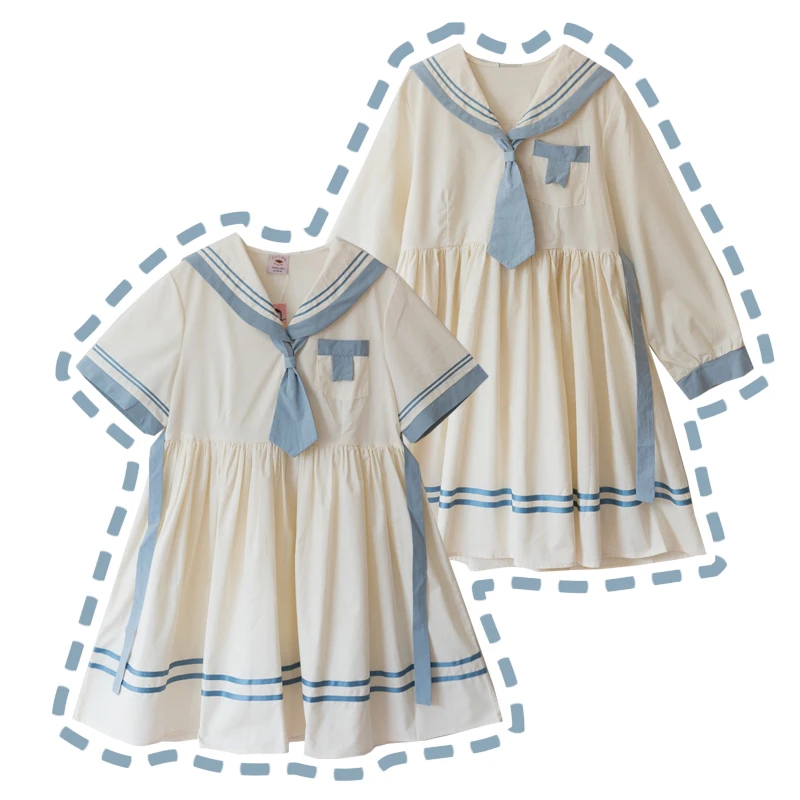 Женское платье с длинным рукавом в стиле преппи матросским воротником милое