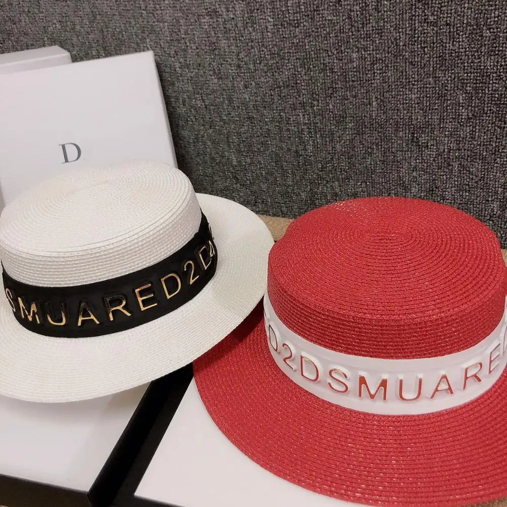 Шляпа Женская в британском стиле Панама с 3D надписью Соломенная летняя |