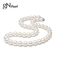 gn pearl real white natural freshwater round 7 8mm pearl necklaces chains choker 45cm gnpearl fine jewerly for women