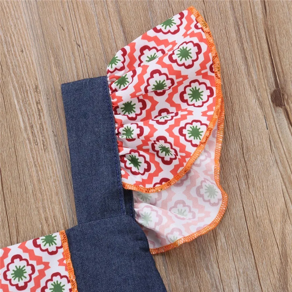 Детские платья для маленьких девочек Платье с рюшами и принтом тыквы на Хэллоуин