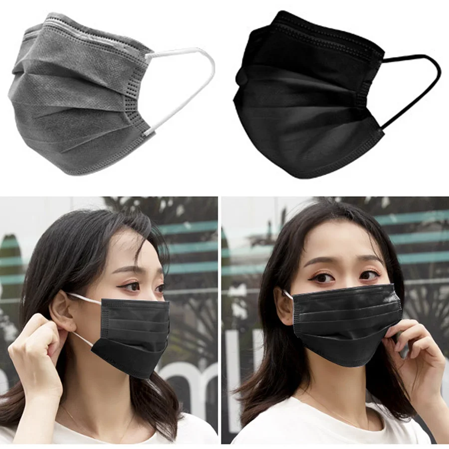 Маска одноразовая трехслойная с активированным углем 10/50/100 шт.|Маски| |