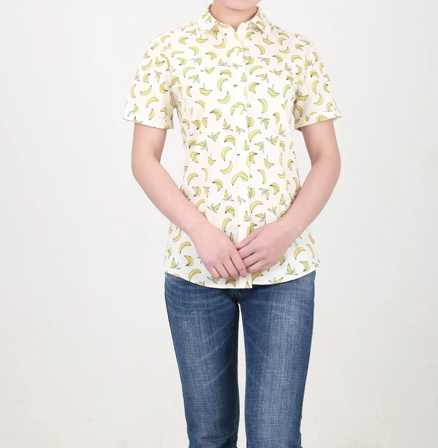 Женская блузка с коротким рукавом Dioufond винтажная фруктовым принтом большие