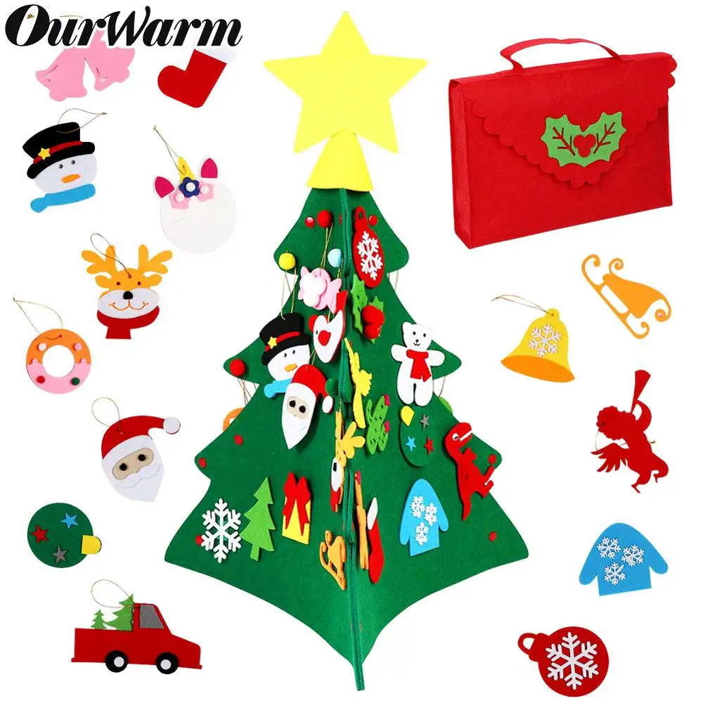 OurWarm, новинка, 3 в 1, сделай сам, войлок, Рождественская елка с рождественскими украшениями, детский подарок для дома, Рождественское украшение, поддельная елка, игрушка, Рождество, S7