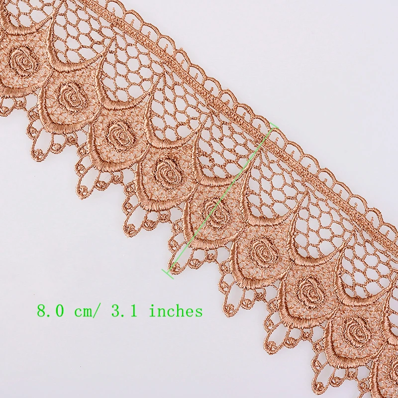 

12.9 meter 8.0 cm Coffee Lace Trim Ribbon for Garment Home Textiles DIY Crafts Trimmings Sewing Lace Fabric Polyester
