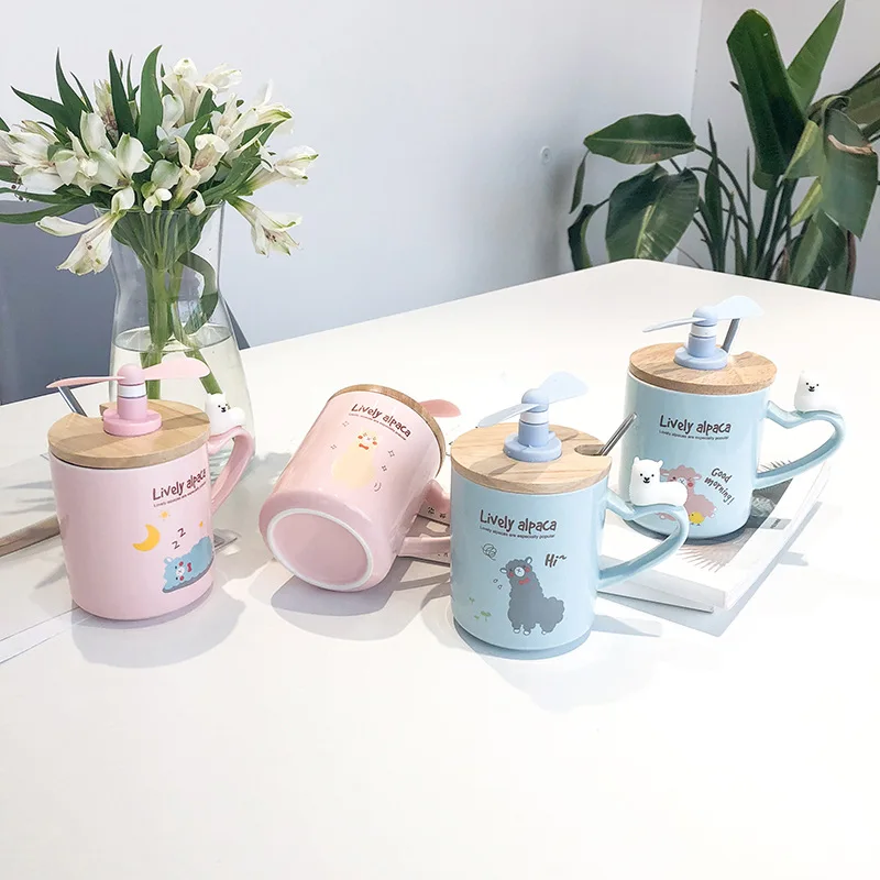 400 мл Милая овца кофейная кружка креативный USB вентилятор керамическая чашка