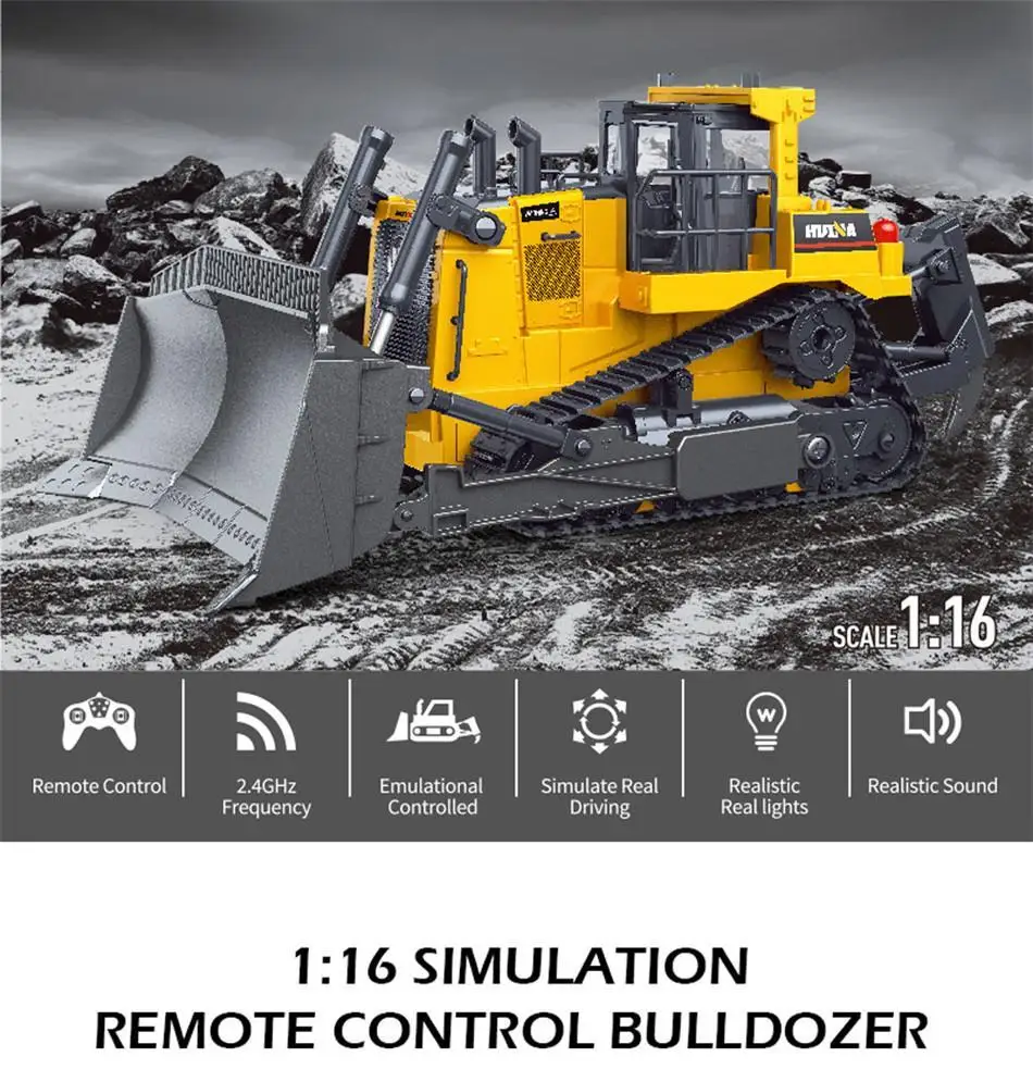 бульдозер huina 1569 116 8ch rc грузовик с ди