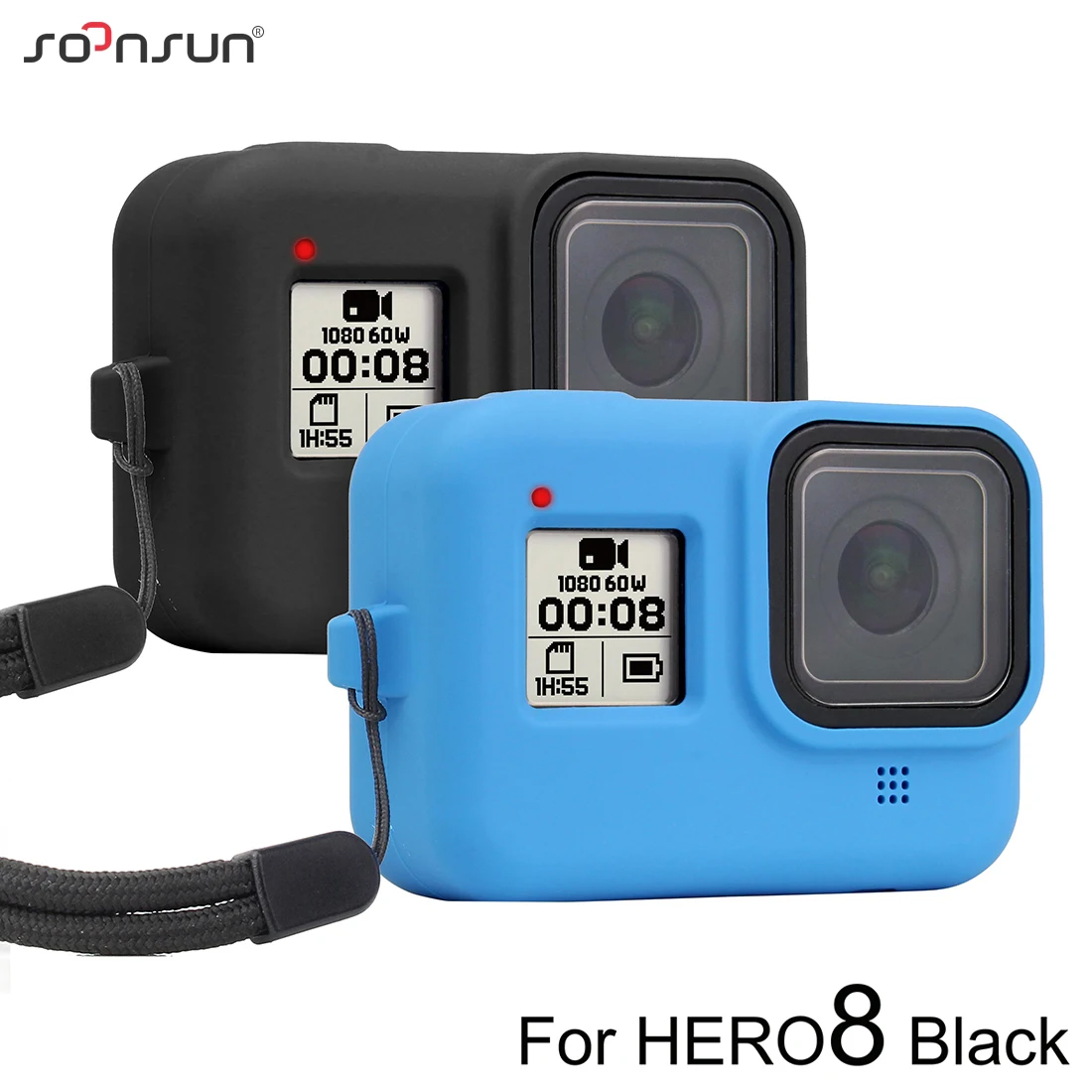 Мягкий силиконовый защитный чехол SOONSUN + ремешок на запястье для GoPro Hero 8 HERO8 Black Go Pro