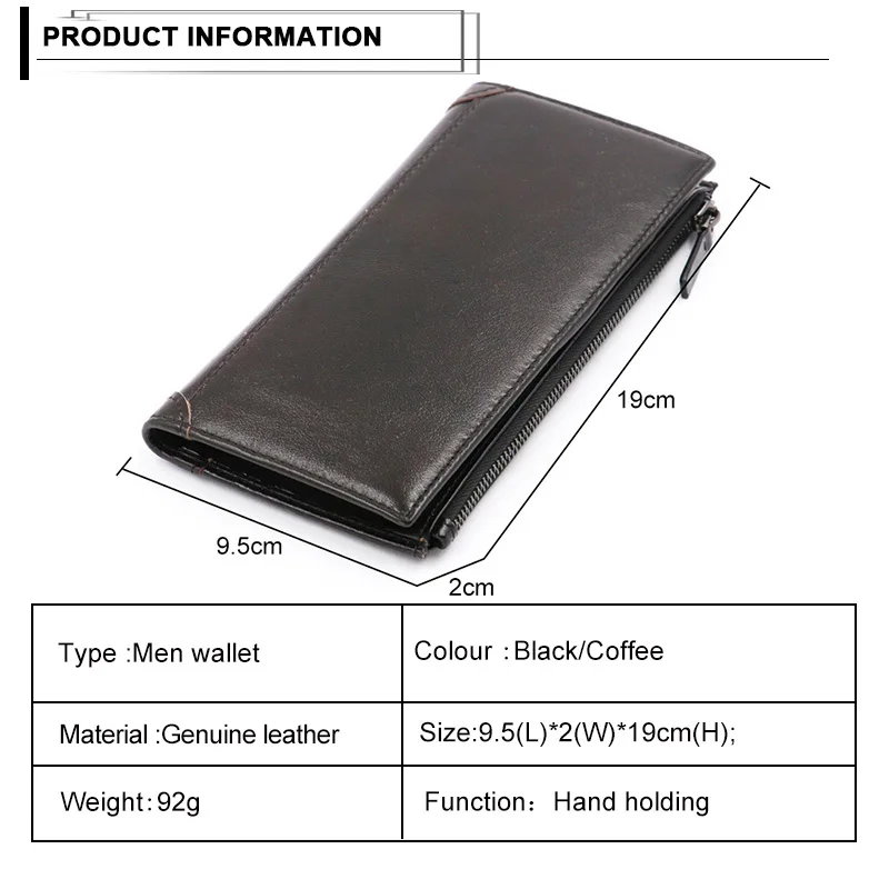 Винтажный Мужской кошелек из натуральной кожи Большая вместительная сумка для