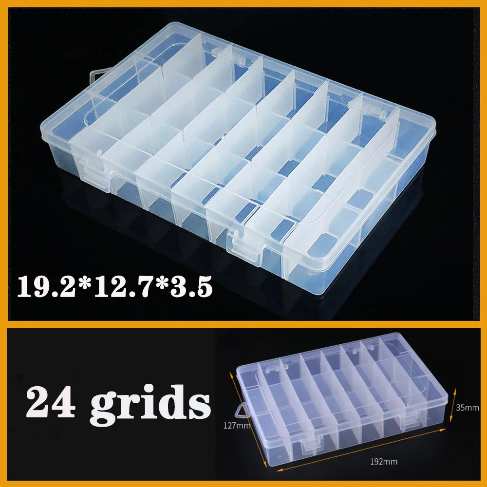 M-24-grids-19x12.7x4 Контейнер пластиковый ящик-органайзер практичный регулируемый отсек для ювелирных изделий серьги из бисера винт держатель Чехол Дисплей Чехол strage box - Цвет: M-24-grids-19x12.7x4
