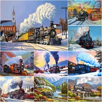new 5d diy diamond painting full square round drill train scenery diamond embroidery scenery cross stitch crafts home decor gift