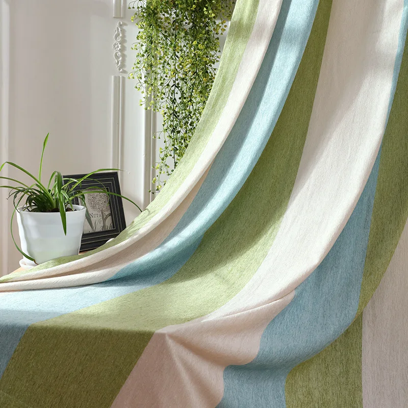 Современные и контрактные занавески в полоску из синели для спальни кабинета